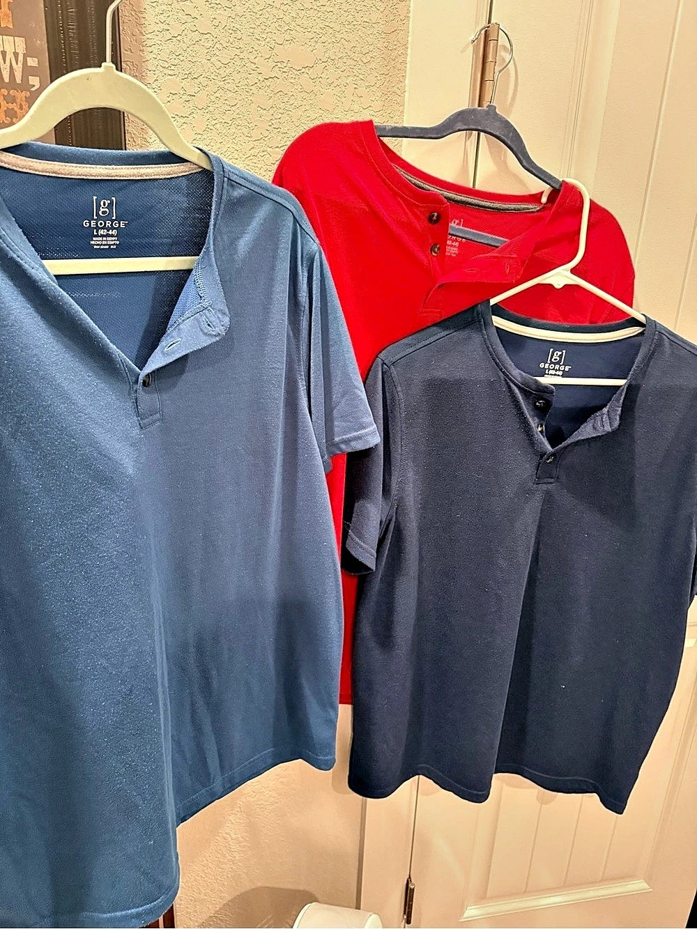 George Men's Polo Shirt 3-Pack in Blue & Red Size Large Like New
